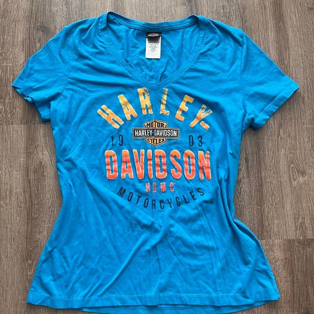 Harley Davidson Women's Blue T-shirt